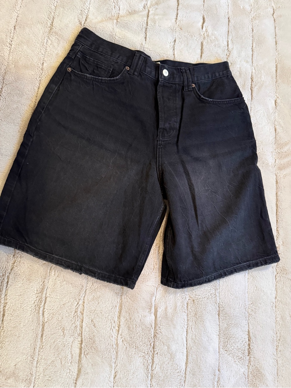 We The Free Montana Mid-Rise Bermuda Jean Shorts, Black, Size 28